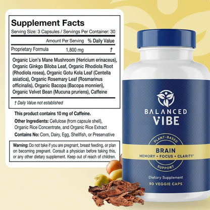 Balanced Vibe Brain Supplement 8 in 1 con – Ginkgo biloba : contribuye a mantener una circulación sanguínea – Image 4