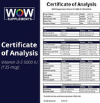 WOW Supplements Vitamina D3 5000 UI (125 mcg) 120 Cápsulas Blandas
