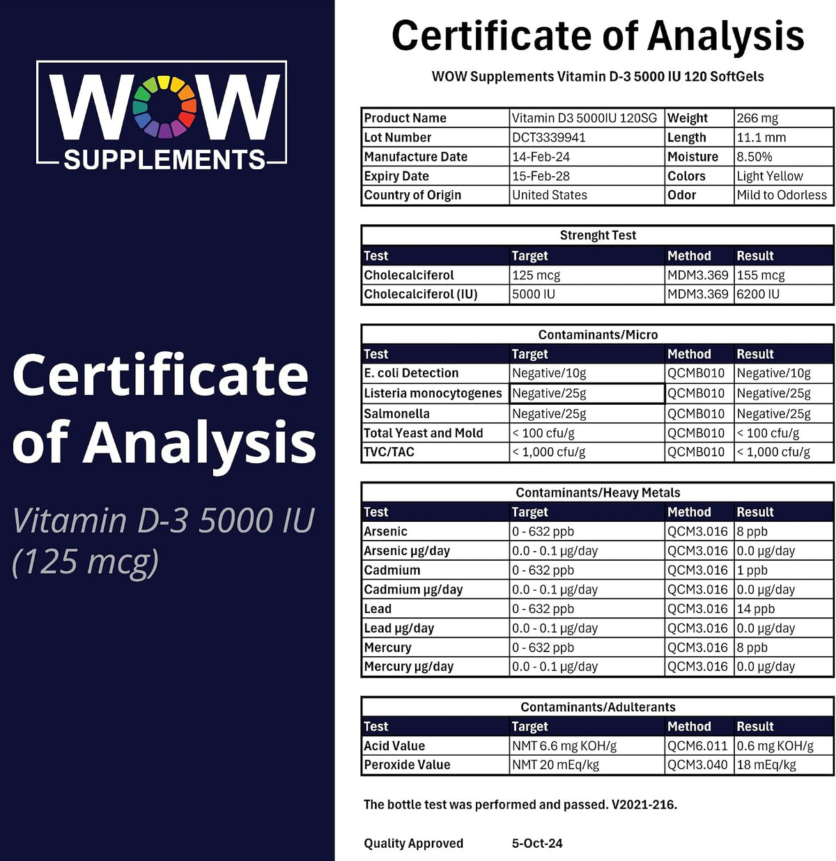 WOW Supplements Vitamina D3 5000 UI (125 – El mantenimiento de los huesos en condiciones normales. – Image 8