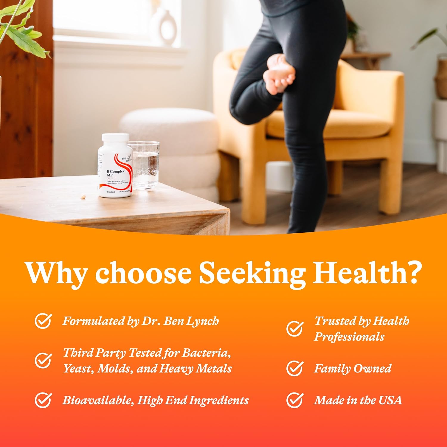 Seeking Health B Complex MF – Complejo de Vitaminas B con Folato, Niacina y Ácido Folínico – 100 Cápsulas