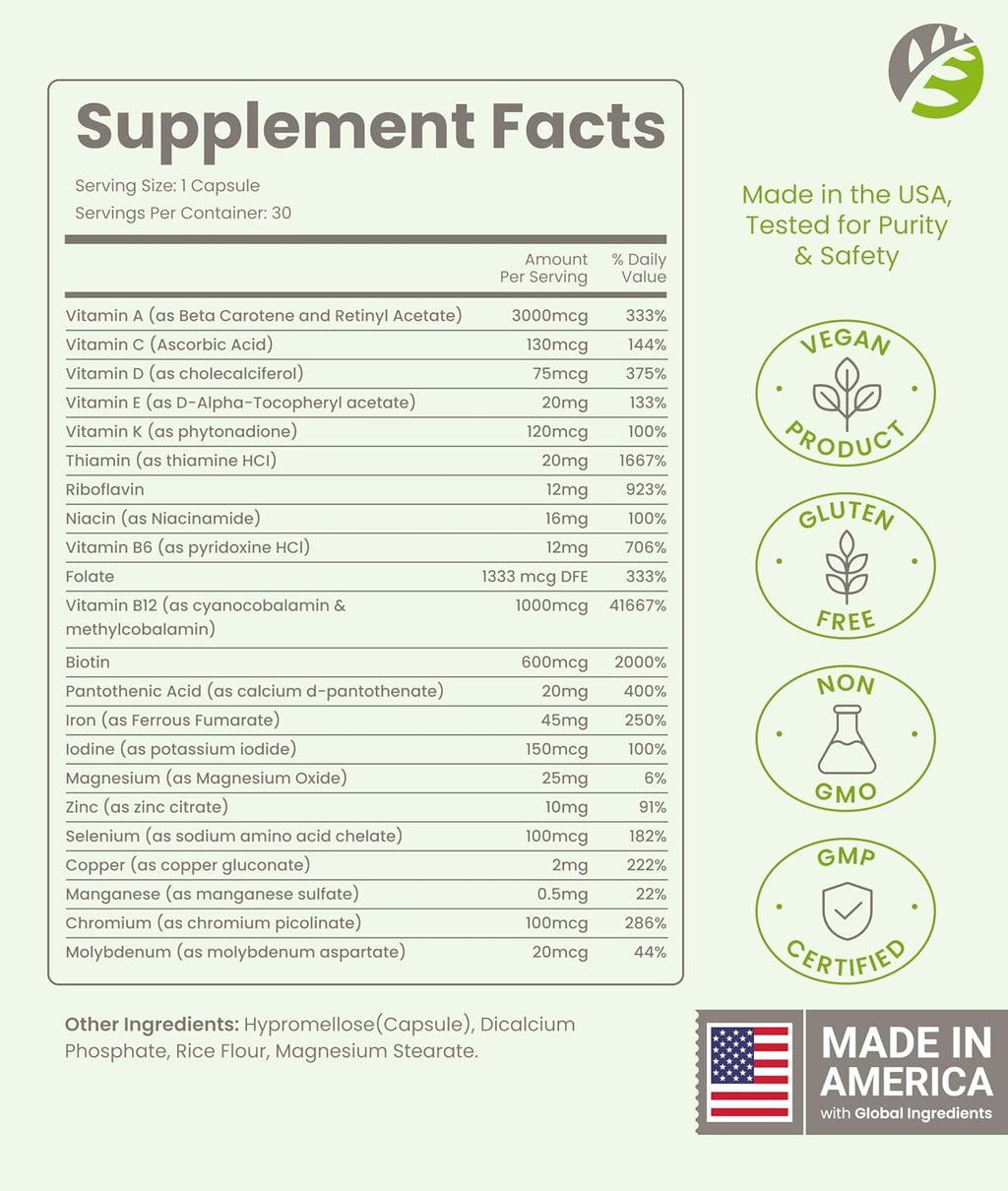 BariSlim Multivitamínico Bariátrico Una Vez al Día - 45mg de Hierro - Post Cirugía Bypass y Manga Gástrica | 30 Días