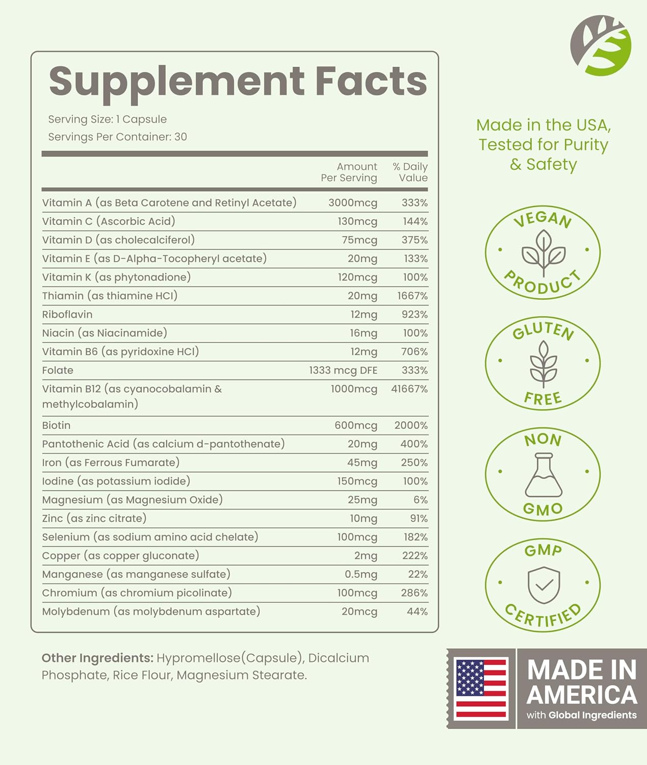 BariSlim Multivitamínico Bariátrico Una Vez al Día - 45mg de Hierro - Post Cirugía Bypass y Manga Gástrica | 30 Días