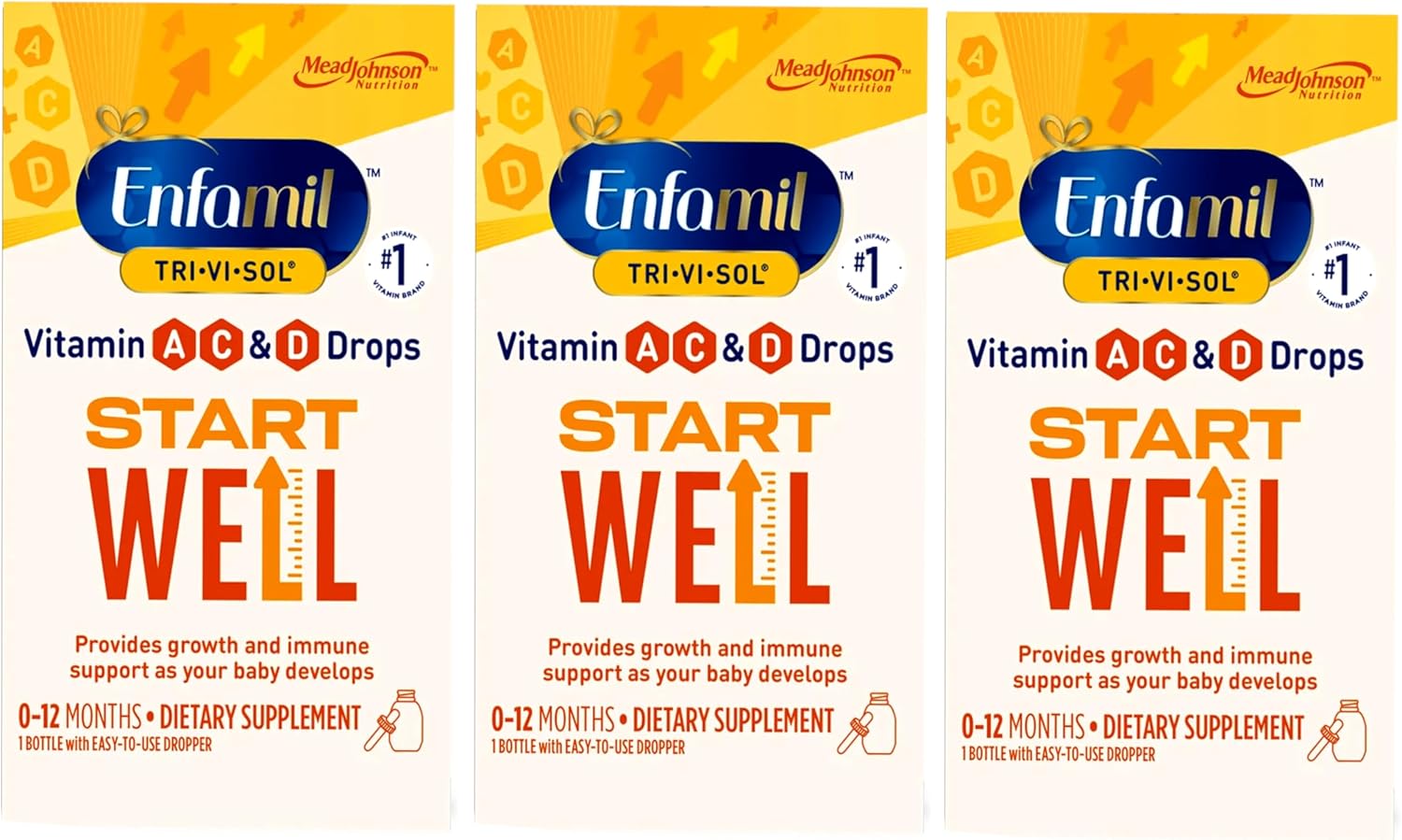 Tri-Vi-Sol Gotas Multivitamínicas para Bebés con Vitaminas A, C y D - 50 ml (Pack de 2)