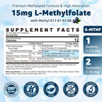 Gominolas de L-Metilfolato 15 mg y Metil B12 - Complejo B Metilado, 120 unidades