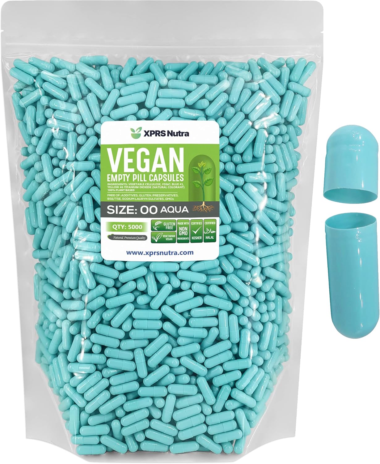 XPRS Nutra Cápsulas Vacías Tamaño 00 Veganas - 5000 Unidades
