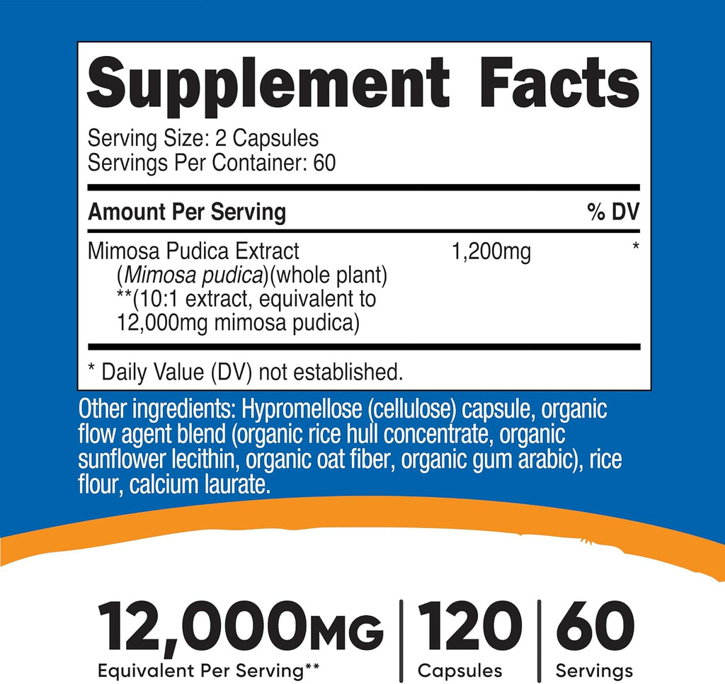 Nutricost Extracto de Semilla de Mimosa Pudica - 120 Cápsulas (60 Dosis)