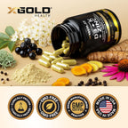 X Gold Health Complejo 8 en 1 con Vitamina D3, K2, K1, Zinc, Quercetina, Saúco, Cúrcuma, Jengibre y Equinácea - 120 Cápsulas Veganas