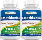 Best Naturals L-Metionina 500 mg, 120 Cápsulas Vegetarianas