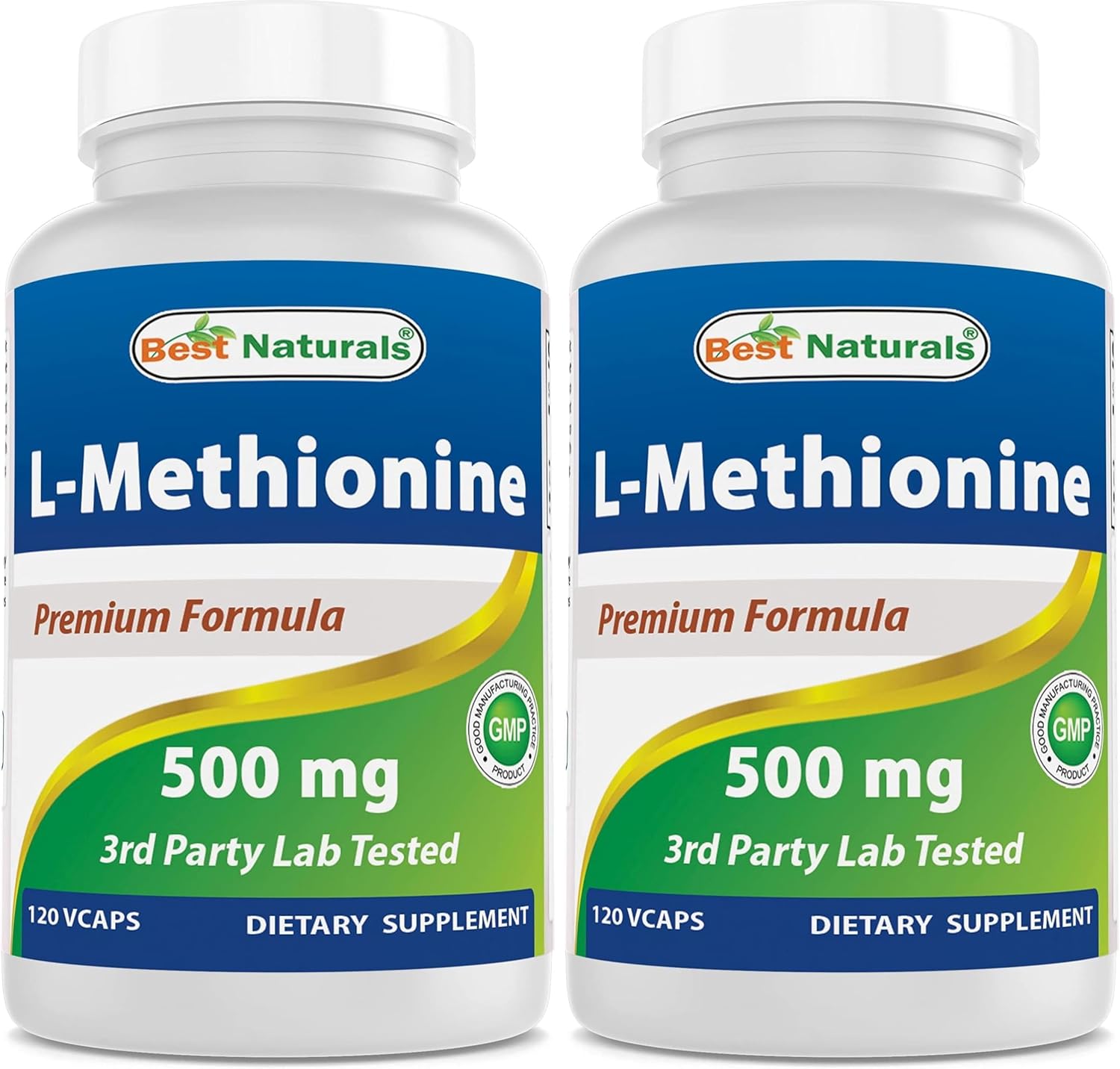 Best Naturals L-Metionina 500 mg, 120 Cápsulas Vegetarianas