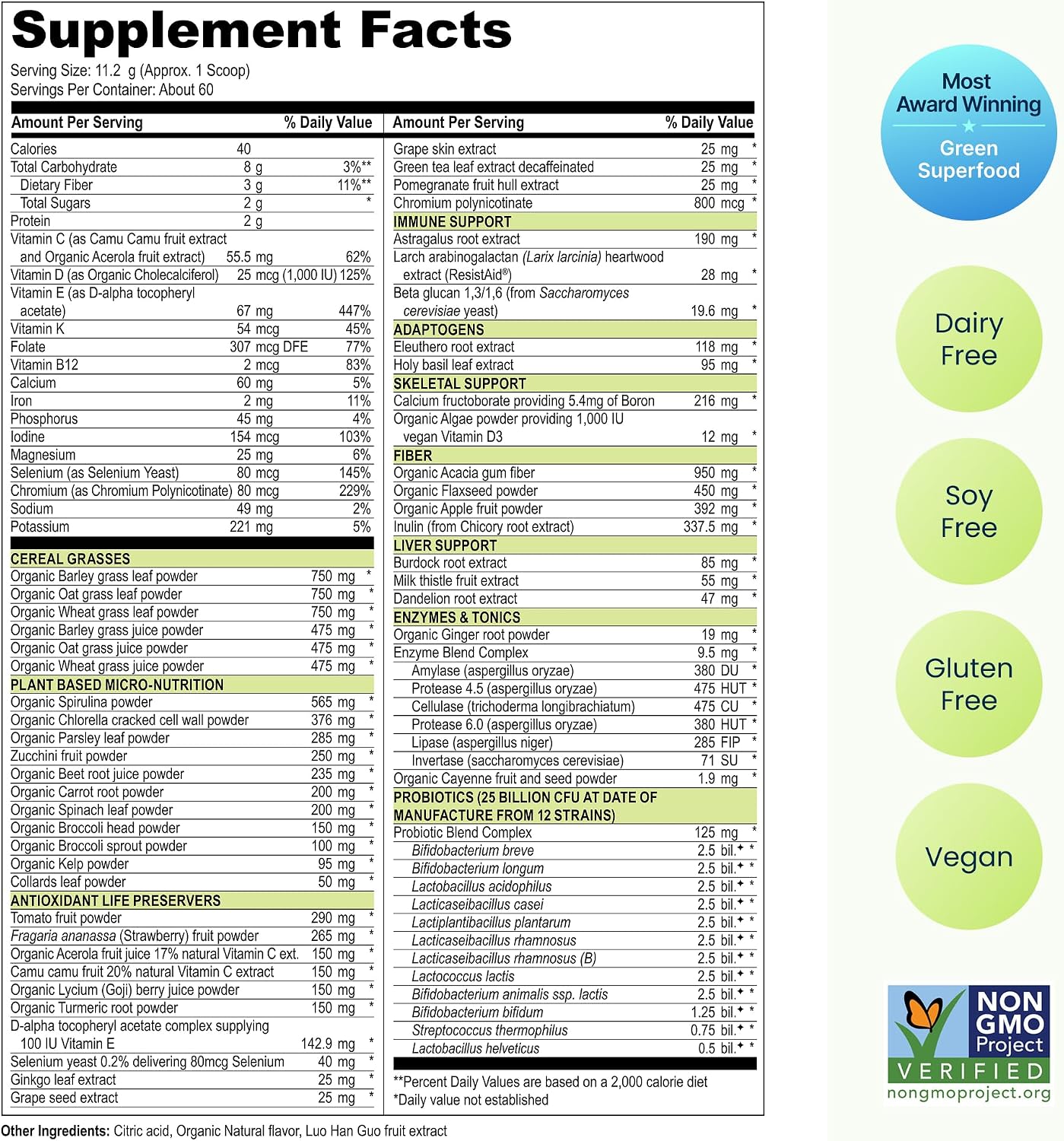 Vibrant Health, Green Vibrance, Superalimento Vegano en Polvo, Aumenta la Energía, 60 Porciones