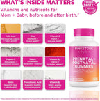 Pink Stork Gominolas de Fertilidad, Prenatales y Postnatales - 60 Gominolas
