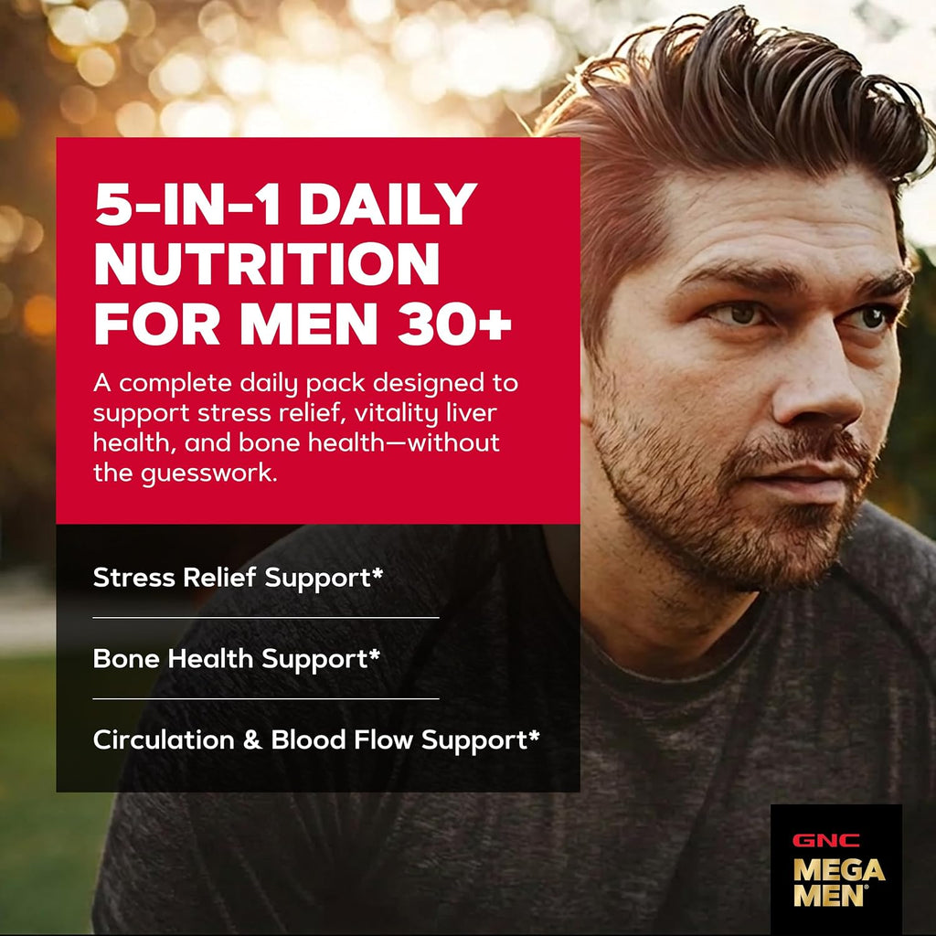 GNC Men's 30+ Vitapak Program - 5 en 1 Multivitamínico y Minerales, 30 Sobres