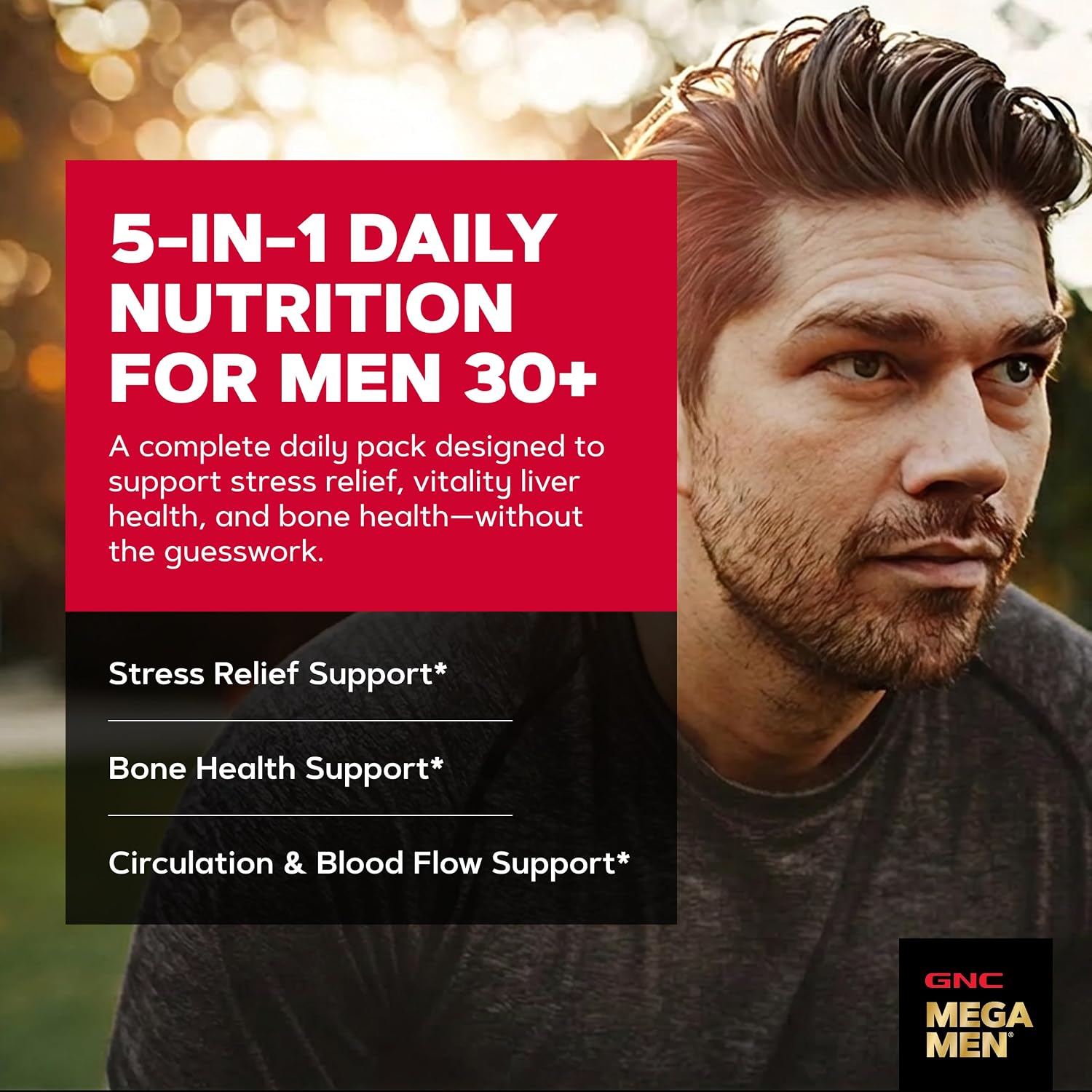 GNC Men's 30+ Vitapak Program - 5 en 1 Multivitamínico y Minerales, 30 Sobres