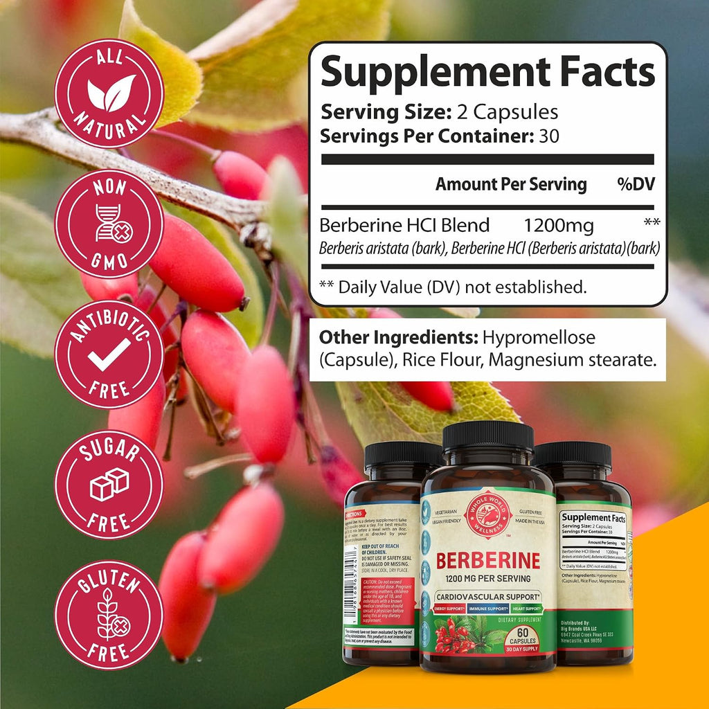 Whole World Wellness Berberina 1200 mg - 60 Cápsulas