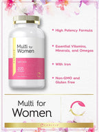 Carlyle Multivitamínico para Mujeres con Hierro | 200 Cápsulas Blandas