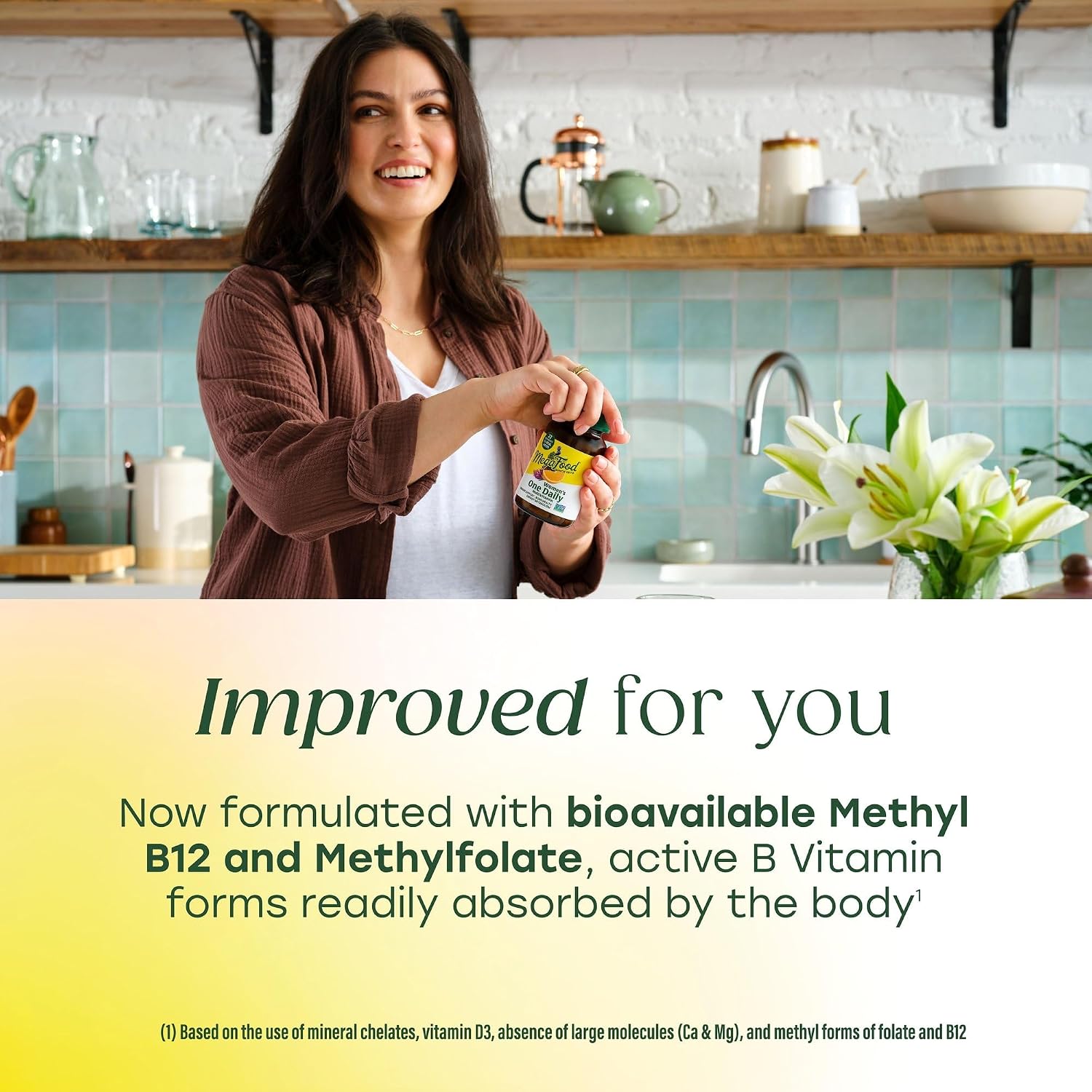 MegaFood Multivitamínico para Mujeres One Daily - 90 Comprimidos - Con Hierro, Vitaminas C, D y B