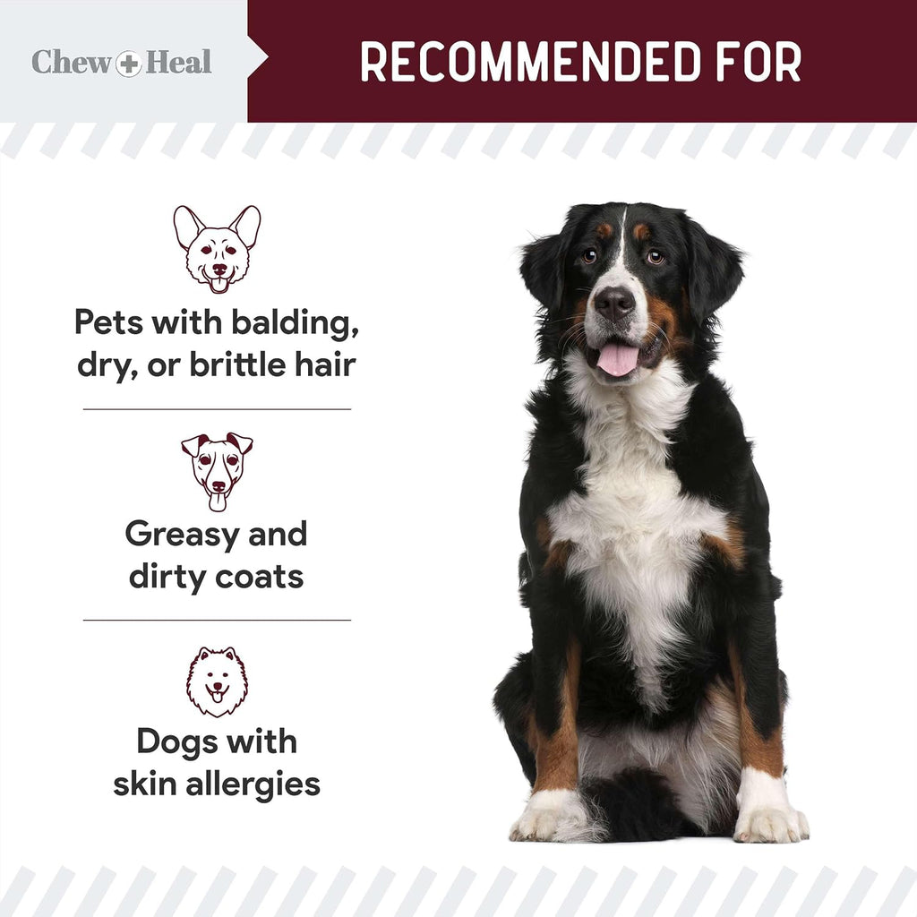 Dog Skin and Coat Supplement - 360 Soft Chew Omega Treats para Alergias de Piel - Mezcla de Aceite de Salmón con Ácidos Grasos Esenciales, Omega 3, 6, Vitaminas, Minerales - Hecho en USA (2 Paquetes de 180, Sabor Cordero)
