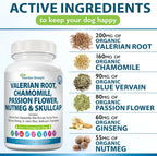 Nutrition Strength 9-en-1 Valeriana para Perros 200mg, Manzanilla 160mg, L-Triptófano y Hierbas para Estrés y Calma, 120 Comprimidos