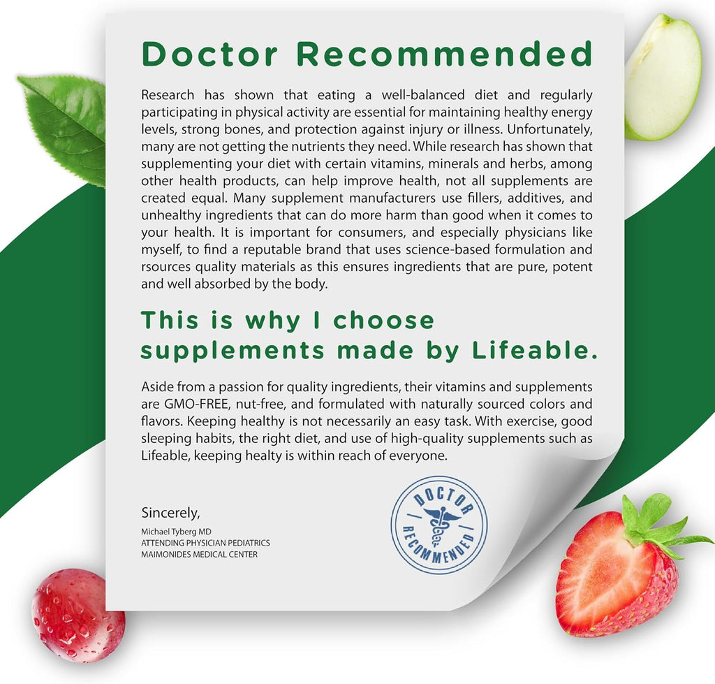 Lifeable Vitamin D3 Gummies 5000 IU - 90 Gominolas para Adultos
