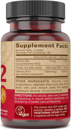 Deva Vitamina B12 Vegano – 1000 mcg Metilcobalamina + B6 + Ácido Fólico – 90 Comprimidos de Disolución Rápida Sabor Limón