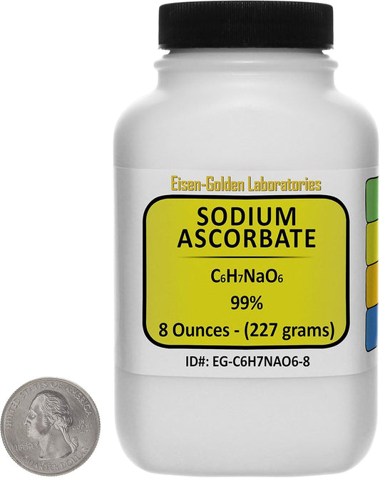Ascorbato de Sodio [C6H7NaO6] 99% USP Grado Alimentario en Polvo 8 Oz (227 g) en Frasco