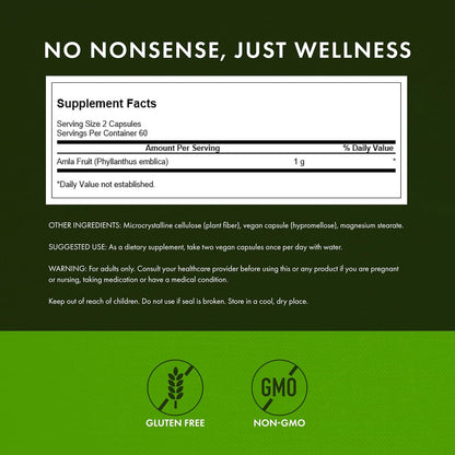 Swanson Full Spectrum Amla (Grosella India) – Ingredientes: 500 mg de Amla (fruto entero en polvo), gelatina – Image 3