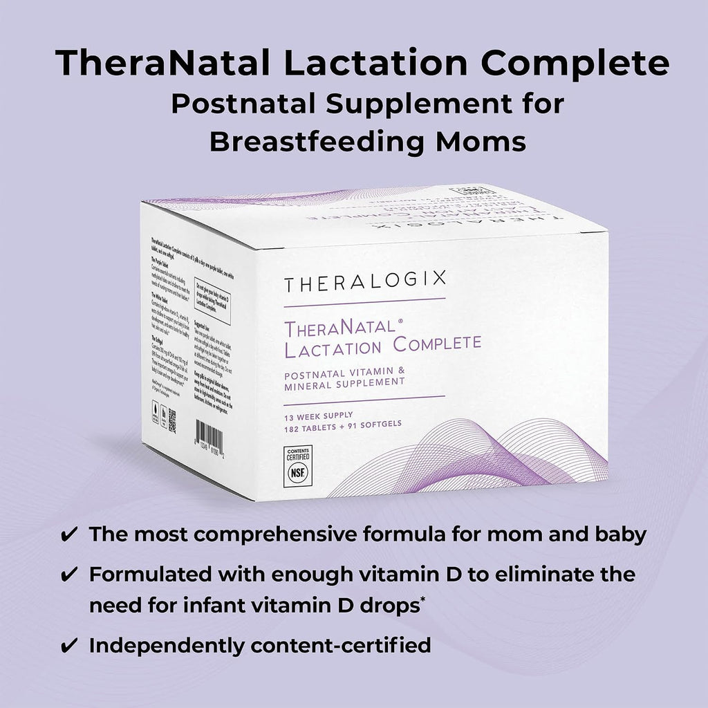 Theralogix TheraNatal Lactation Complete - Postnatal Supplement for Lactation - 13 Week Supply - 182 Tablets and 91 Softgels