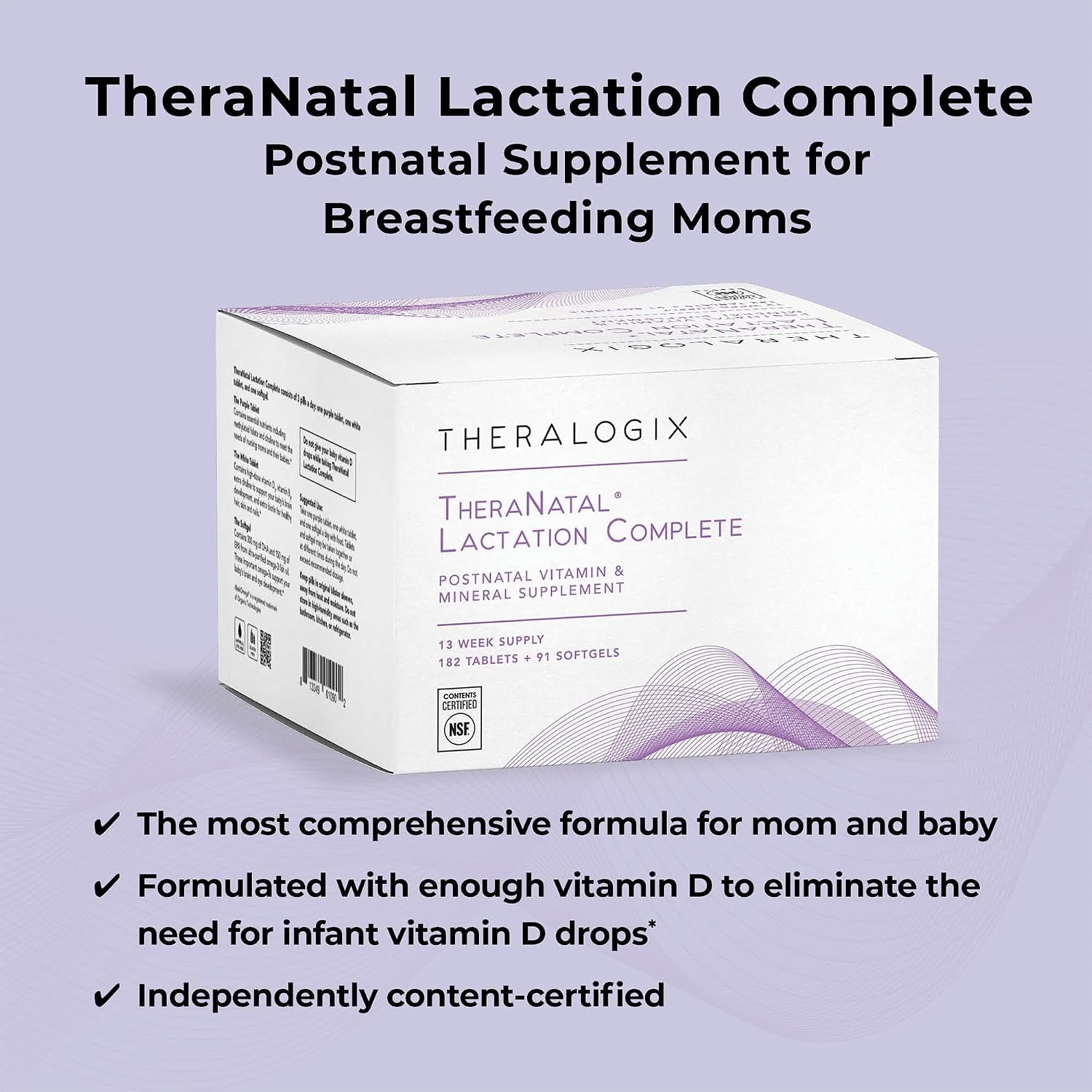 Theralogix TheraNatal Lactation Complete - Postnatal Supplement for Lactation - 13 Week Supply - 182 Tablets and 91 Softgels