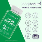 Extracto de Hoja de Morera Blanca 500 mg | 200 Cápsulas Vegetales | LongLifeNutri