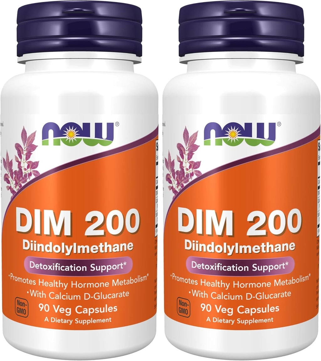 NOW Foods DIM 200 con D-Glucarato de Calcio, 90 Cápsulas Vegetales
