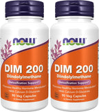 NOW Foods DIM 200 con D-Glucarato de Calcio, 90 Cápsulas Vegetales