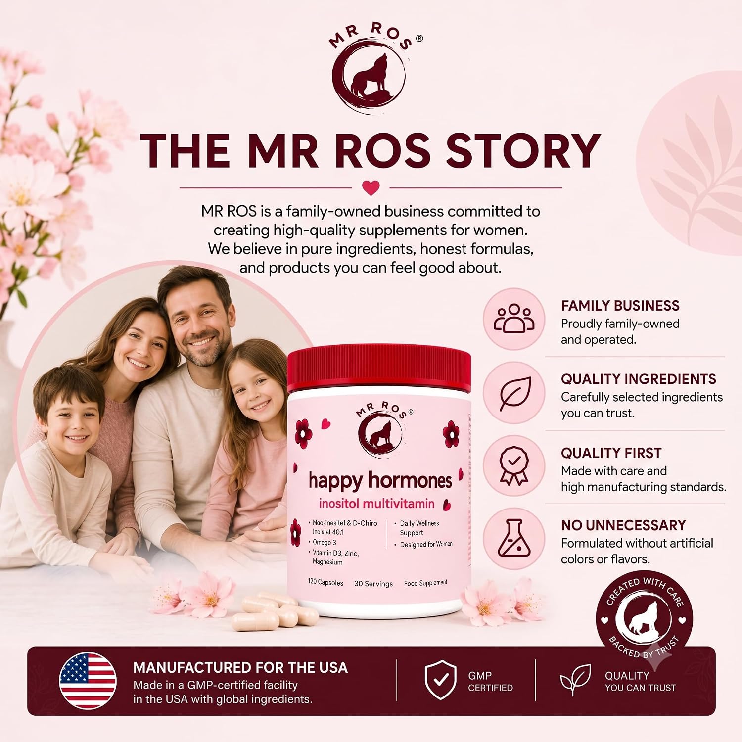 Myo & D-Chiro Inositol 40:1 para Mujeres | 2000mg Myo + 50mg D-Chiro | Omega 3, Magnesio, Zinc & Vitamina D3 | 120 Cápsulas