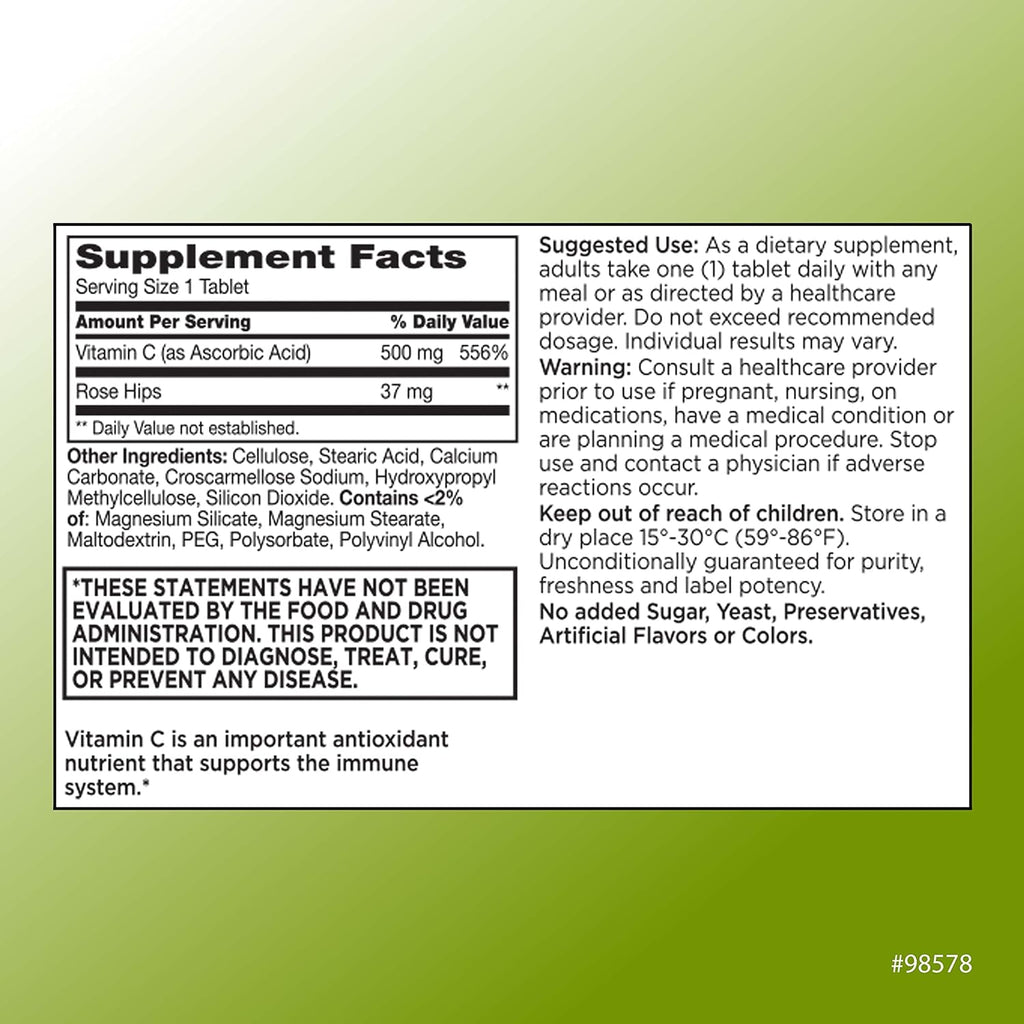 Quality Choice Vitamina C 500 mg con Rosa Mosqueta - 100 Comprimidos