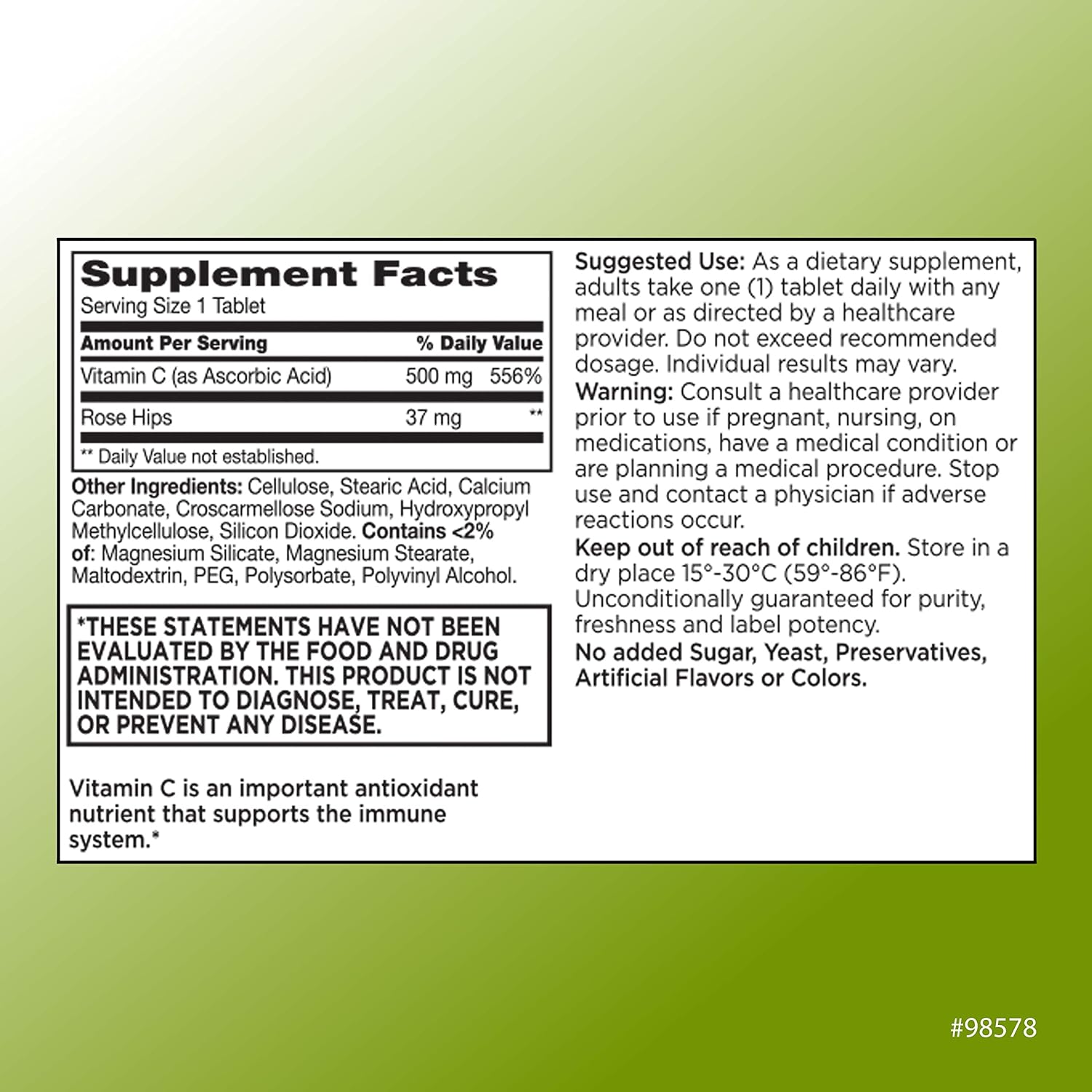 Quality Choice Vitamina C 500 mg con Rosa Mosqueta - 100 Comprimidos