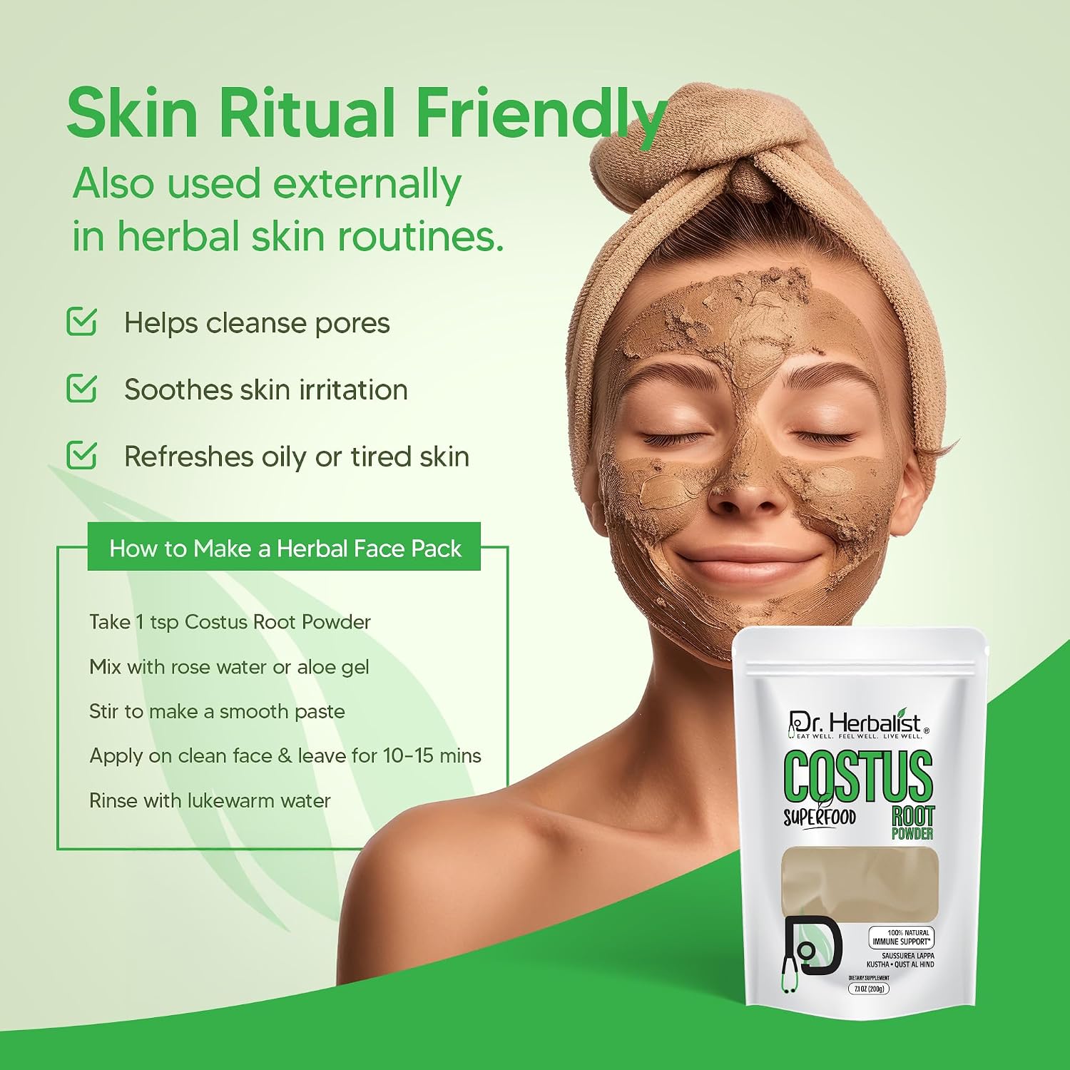 Dr. HERBALIST Polvo de Raíz de Costus 200g - Saussurea Costus Puro (Qust Al-Hindi) con Costunólido | Halal