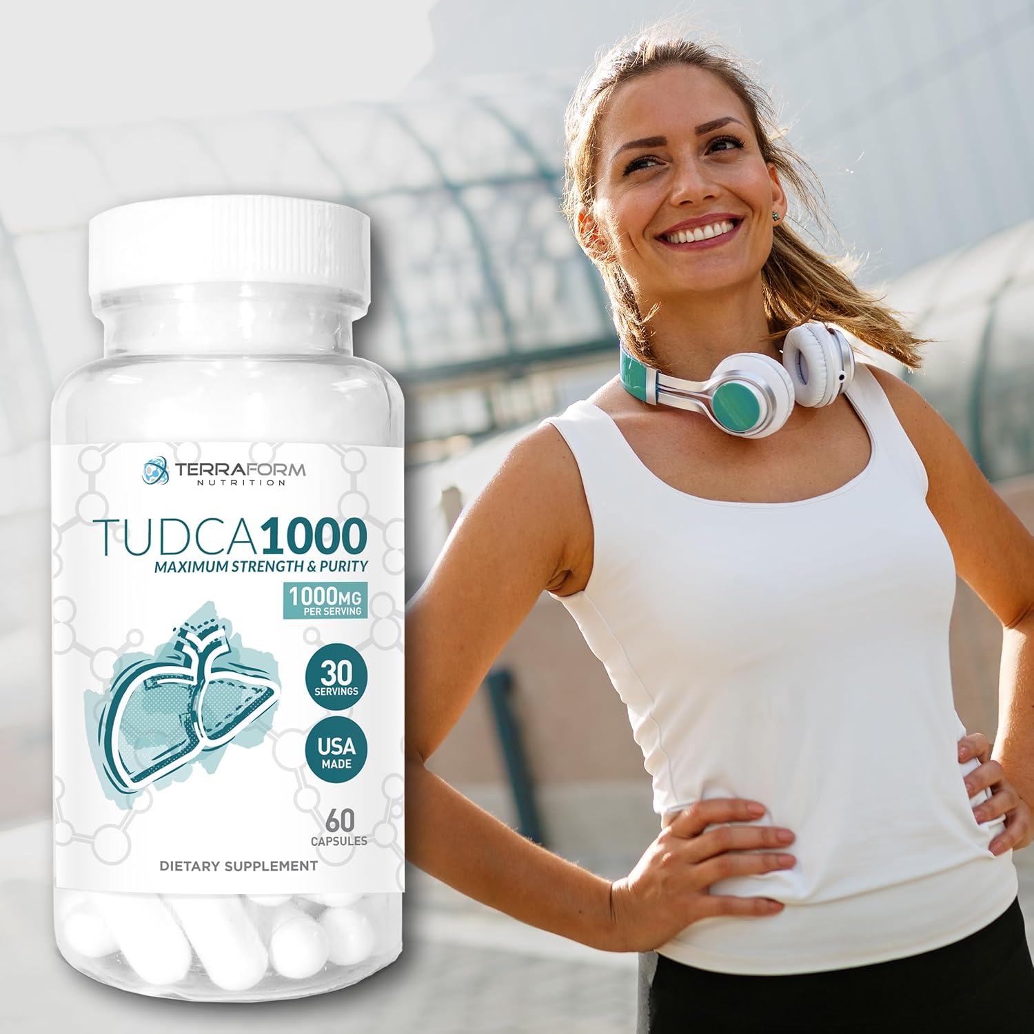 TerraForm Nutrition Max Strength Pure TUDCA | 1000mg por dosis | 60 Cápsulas