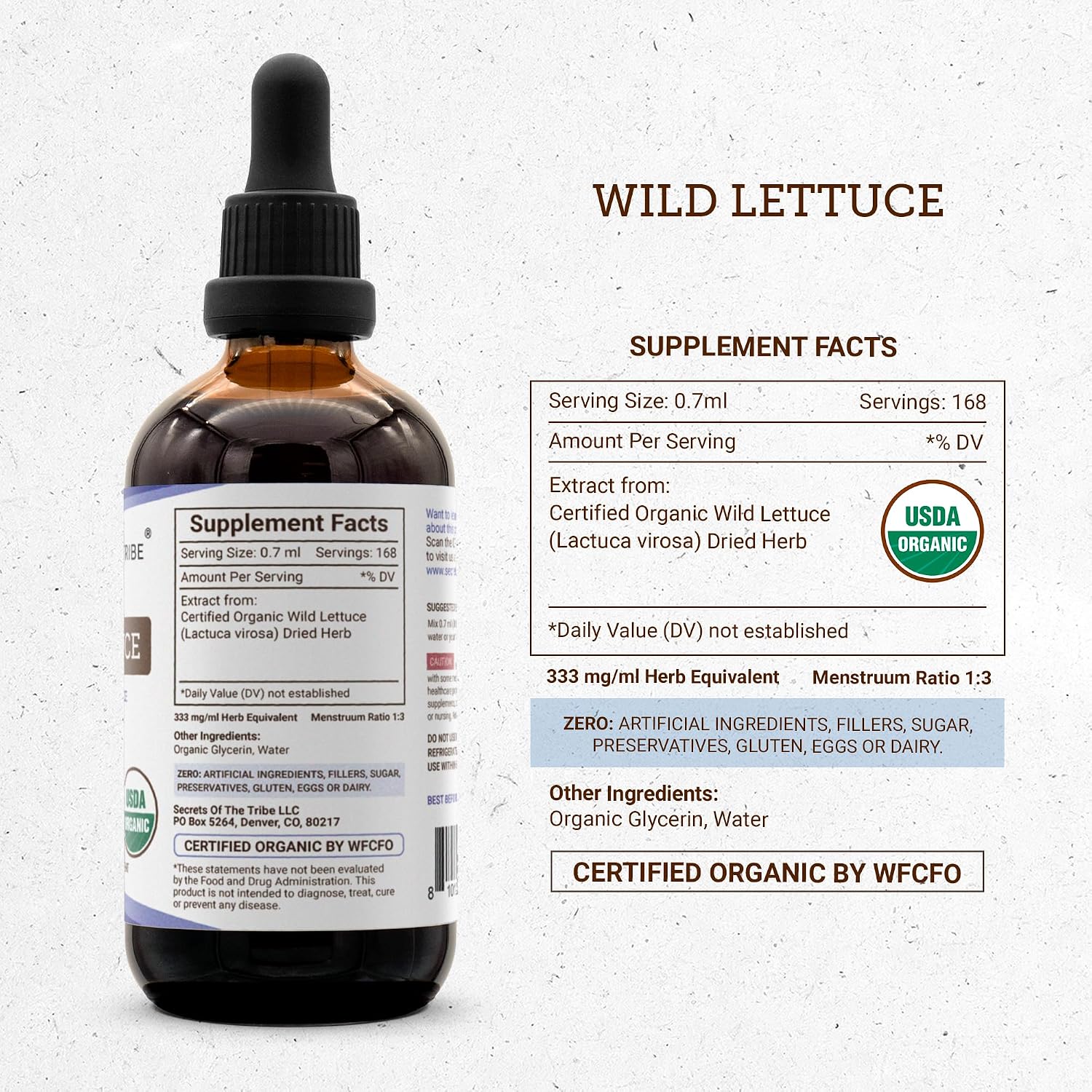 Secrets of the Tribe Wild Lettuce Extracto Orgánico Sin Alcohol 118 ml