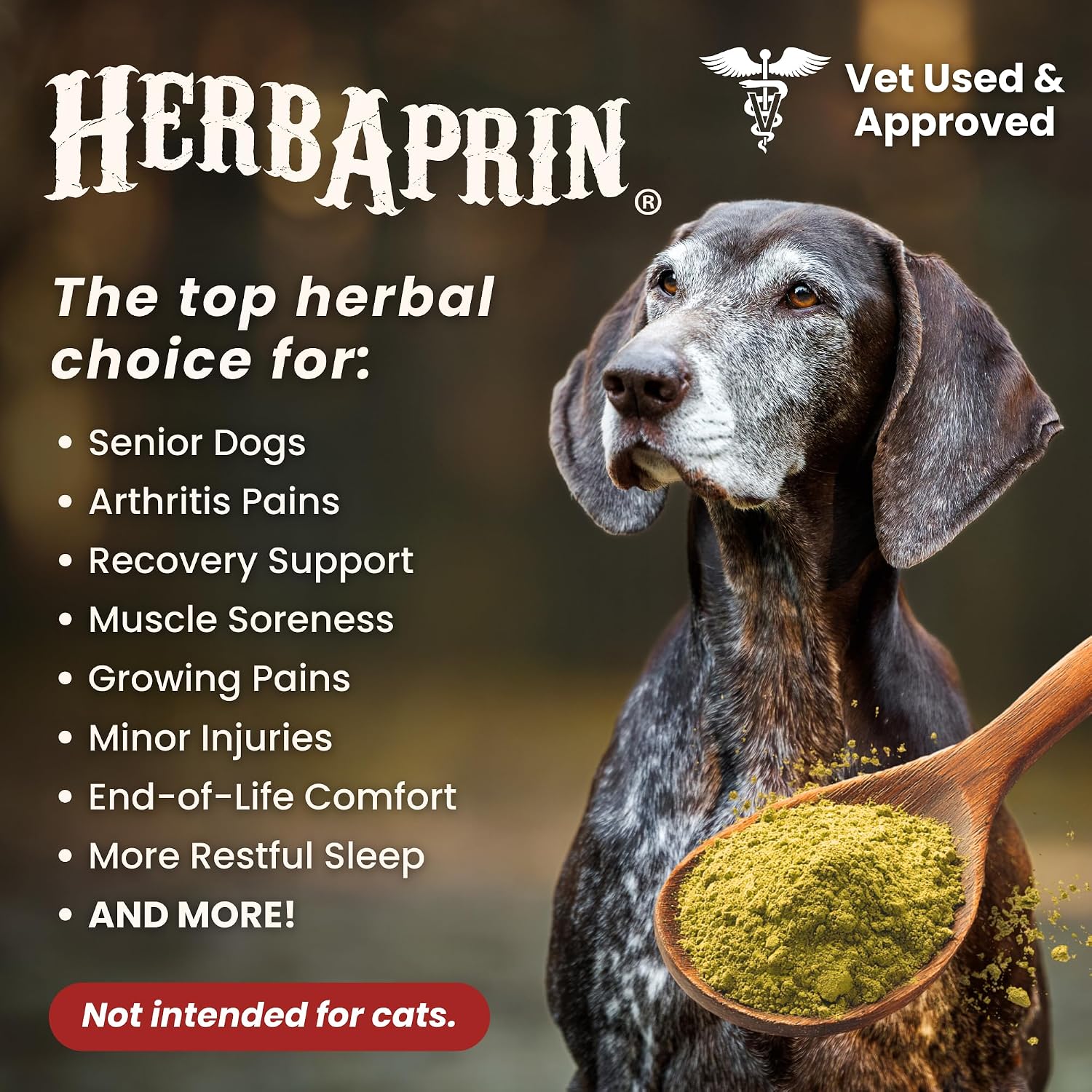HerbAprin - Alivio Natural para Perros con Hierbas Orgánicas, 90 Servicios (85g)