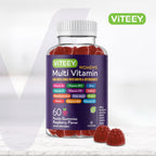 Viteey Multivitamínico en Gominolas para Mujeres - 12 en 1 con Vitaminas y Minerales - Sabor a Frambuesa - 60 Gominolas (1 Mes)