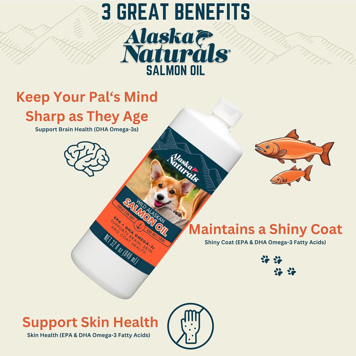 Alaska Naturals Aceite de Salmón Salvaje para Perros con Omega 3 EPA y DHA - 946 ml