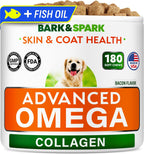 BARK&SPARK Omega 3 para Perros - 360 Golosinas de Aceite de Salmón con EPA y DHA - Suplemento para la Piel, el Pelaje y las Articulaciones - Sabor a Bacon