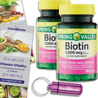 Spring Valley Biotina 1000mcg, 150 Cápsulas Blandas - Paquete de 4 (600 total) + Guía y Pastillero