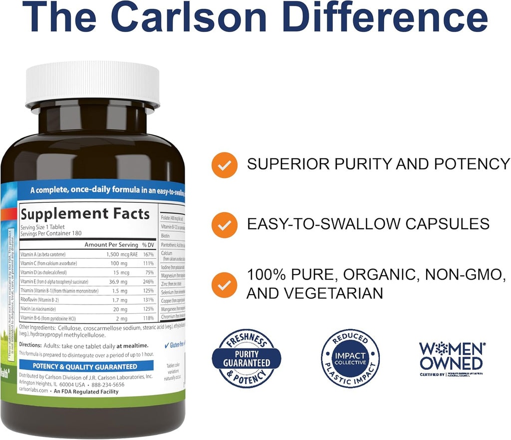Carlson Mini-Multi – Multivitamínico en Mini Comprimidos, 180 unidades