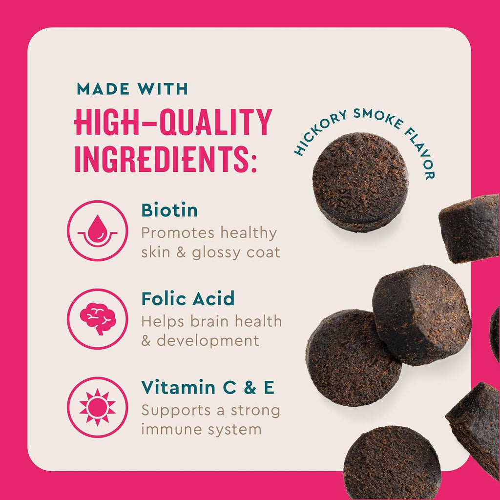 VetIQ Suplemento Multivitamínico para Perros, Sabor a Humo de Nogal, 60 Masticables