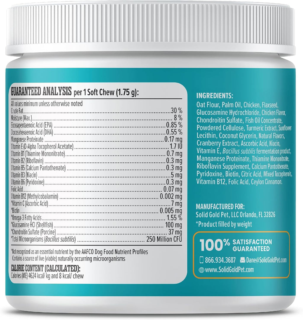 Solid Gold Multivitamínico para Perros Senior - Masticables con Glucosamina, Probióticos y Vitaminas - 120 unidades