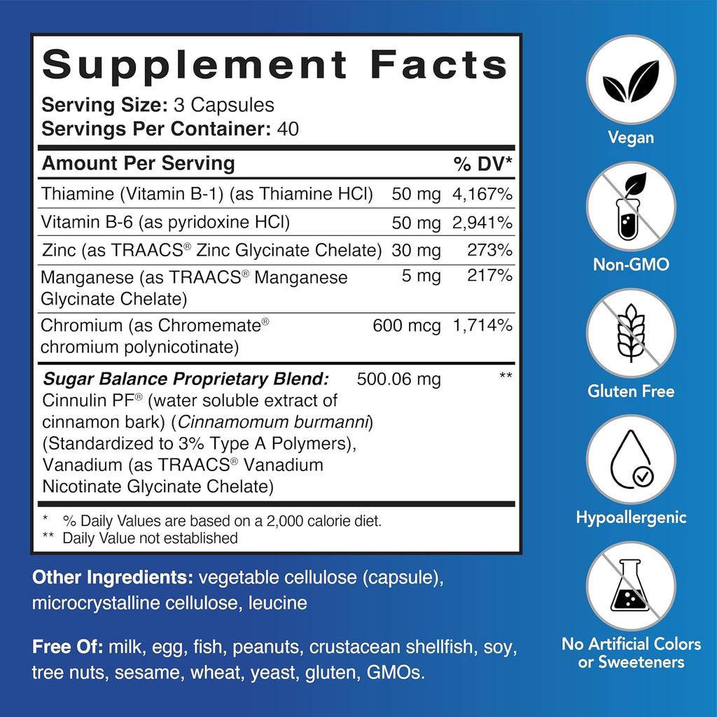 Patient One Glucose Care | Suplemento para el Apoyo Metabólico, Cardiovascular y Pancreático | con Cromo, Vitaminas B, Canela y Más | 120 Cápsulas