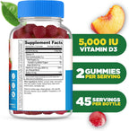 Lifeable Vitamina D3 5000 IU Sin Azúcar - Gomitas con Sabor Natural a Fresa - 90 Unidades