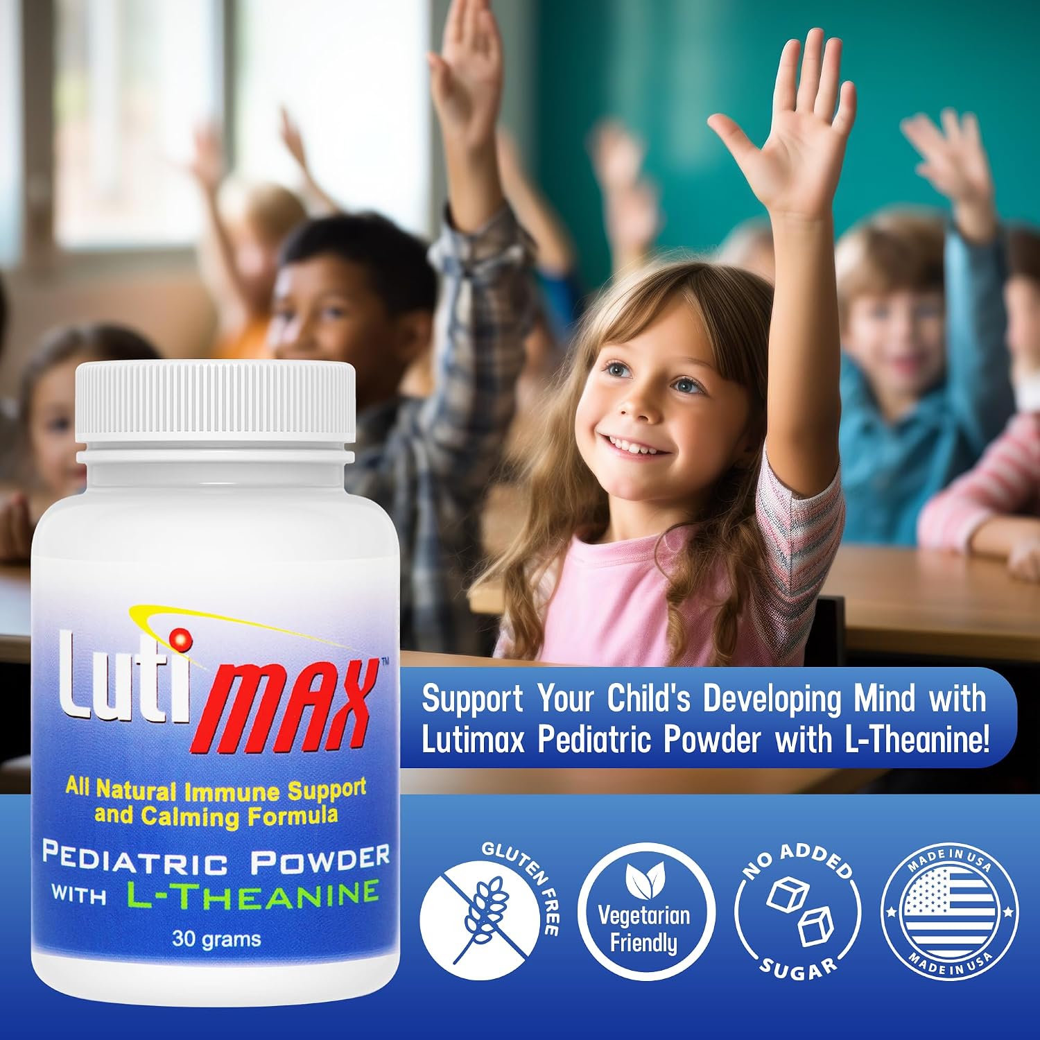 Lutimax Pediatric Powder - Suplemento Infantil con Luteolina, Rutina y L-Teanina (100 porciones)