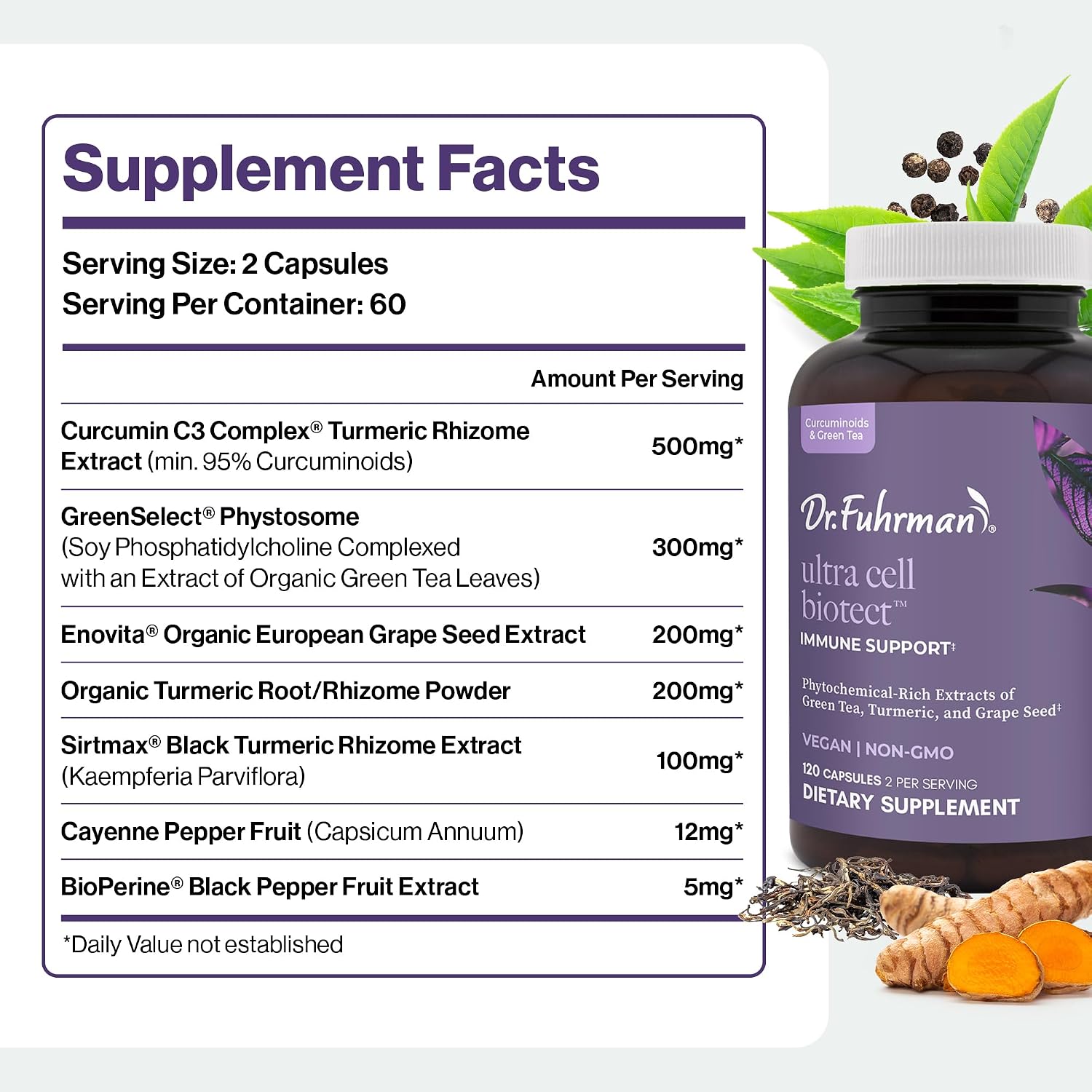 Ultra Cell Biotect - Antioxidant Support with Organic Turmeric, Black Ginger, Green Tea, Black Pepper, and Grape Seed - 120 Capsules