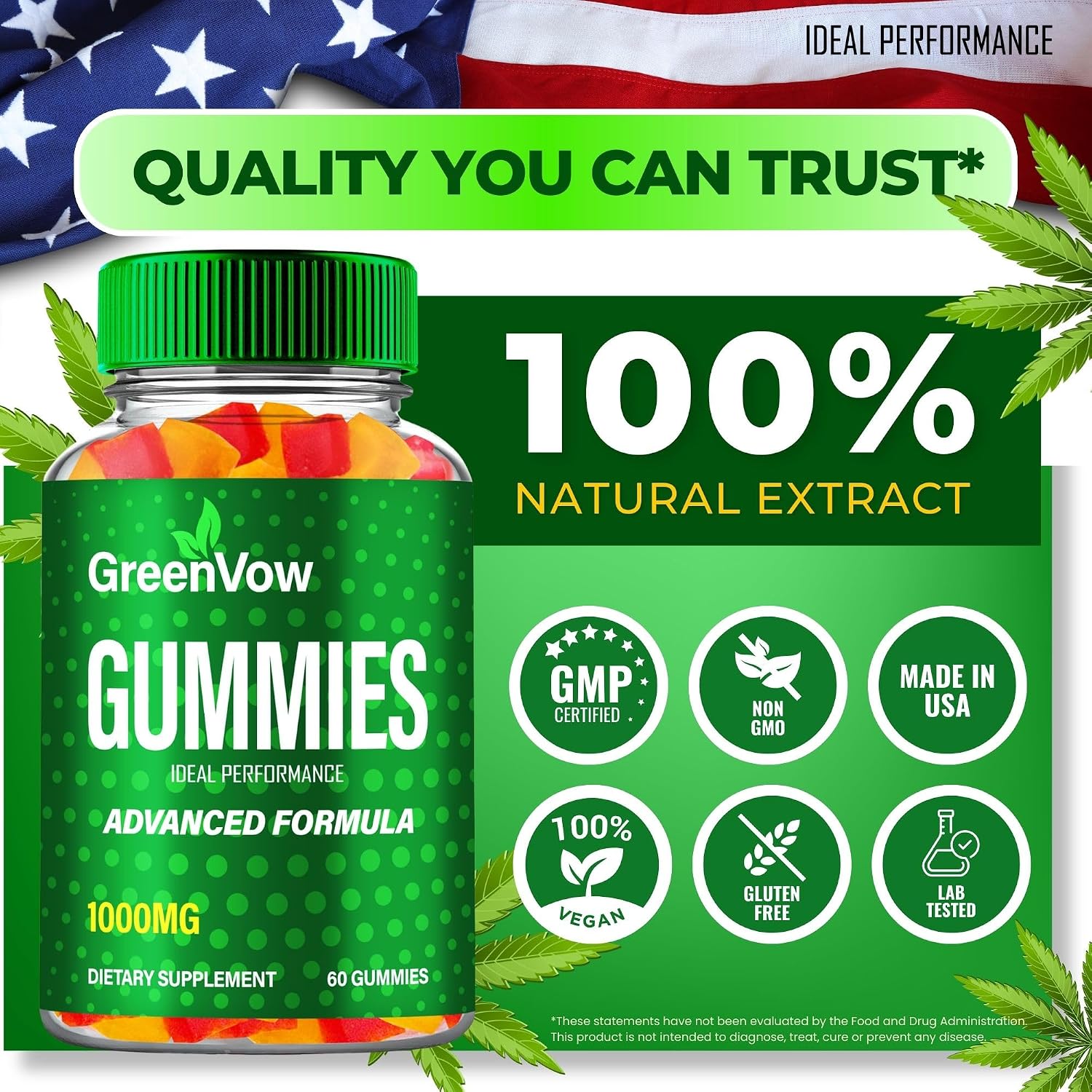 GreenVow Hemp Gummies - Suplemento Natural en Gominolas para el Bienestar General (2 Pack)